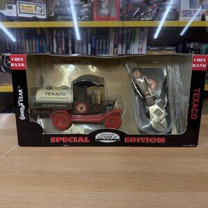 Texaco 1912 Ford Oil Tanker Coin Bank Diecast Truck w/ Tool Gearbox ** READ **